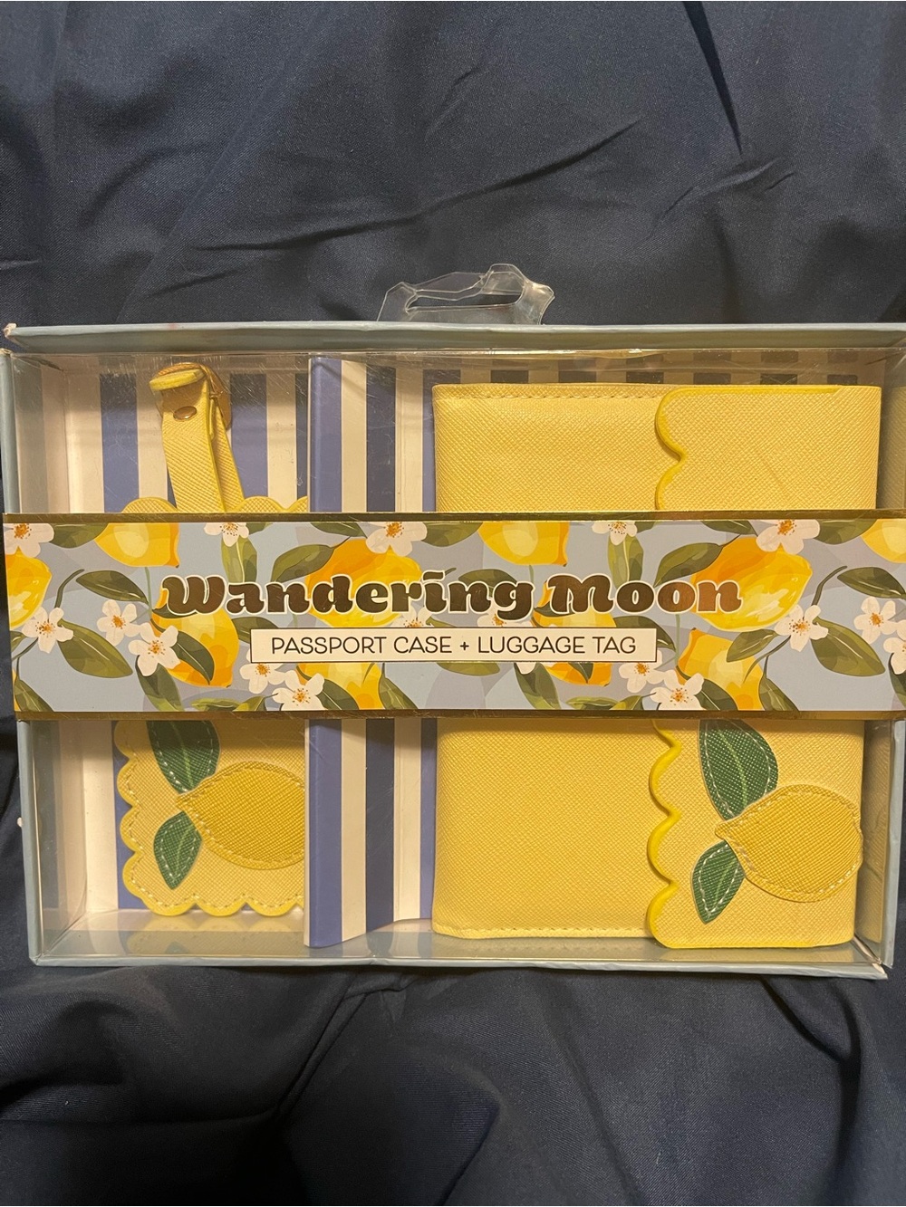 Wandering Moon Yellow Lemon Passport Case & Luggage Tag